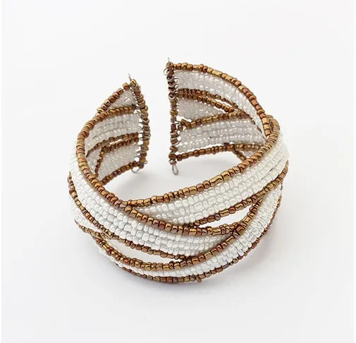 Богемные бисерные Открытые Браслеты для мужчин и женщин мужские ювелирные изделия женский браслет - Окраска металла: white