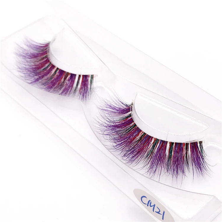 CM21 New color 3D luxury mink lashes wholesale natural long individual thick fluffy colorful false eyelashes Makeup Extension Tools - Цвет: CM21