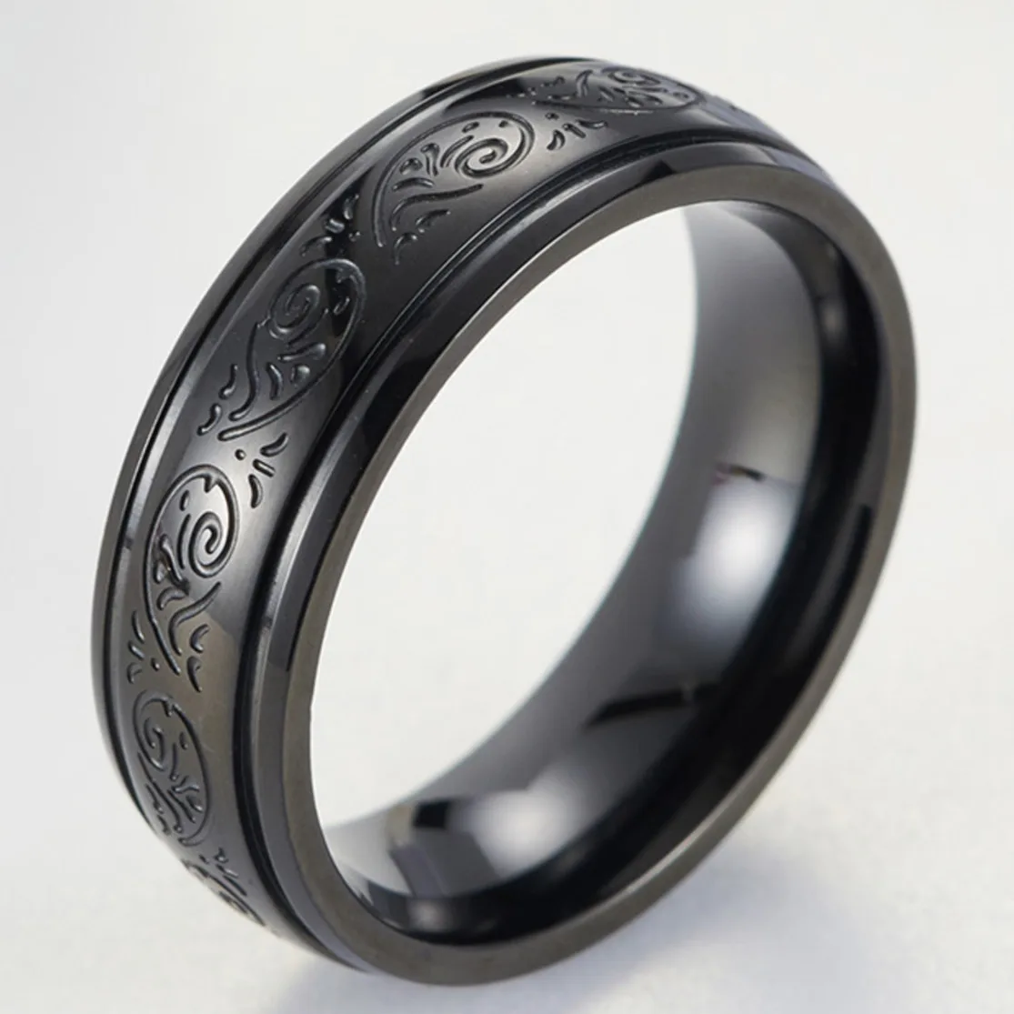 Mewah Viking Hitam Ukiran Pola Fashion Buku Buku Jari Emo Cincin Stainless Steel Pernikahan Cincin Untuk Wanita Besar Rings Aliexpress
