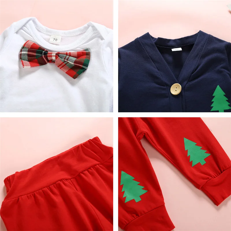 Santaclaus/клетчатая одежда с длинными рукавами и бантом для новорожденных, Рождественская одежда с рисунком машинок, комплект осенней одежды для маленьких мальчиков 6, 12, 18, 24 месяцев