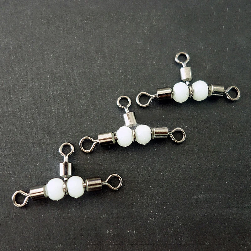 

Set Of 10Pcs Stainless Steel Fishing 3-WAY Glow Bead Rig Rolling 2/0Ч1/0 Swivel