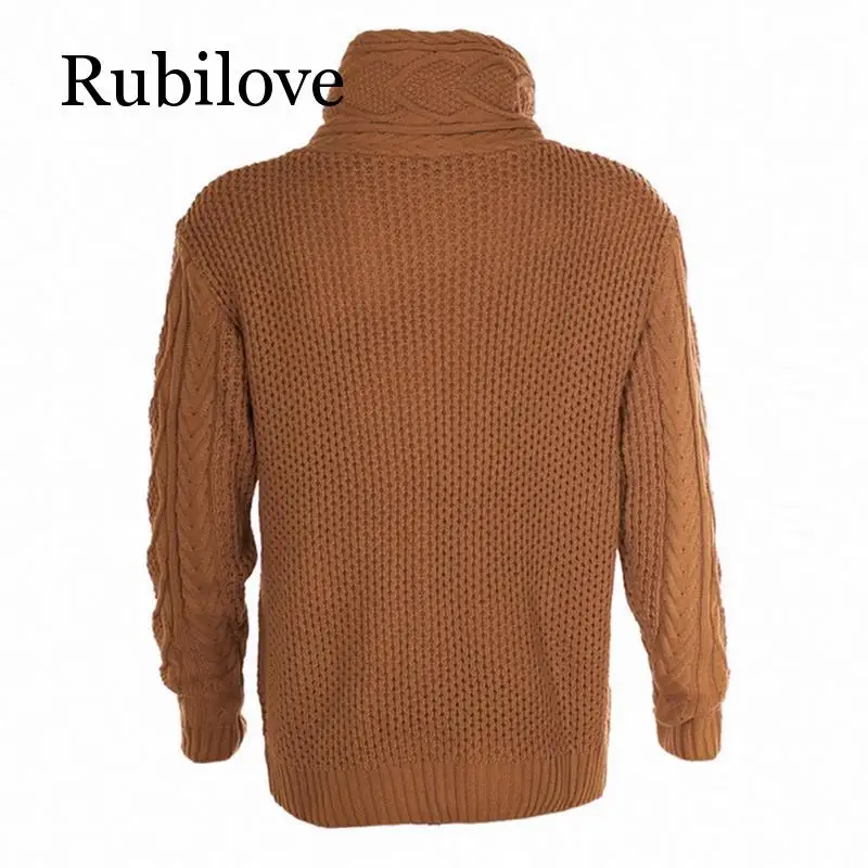 Rubilove, кардиган, свитер, пальто, мужские осенние модные однотонные свитера, повседневный теплый вязаный джемпер, мужской свитер, пальто размера плюс 3XL