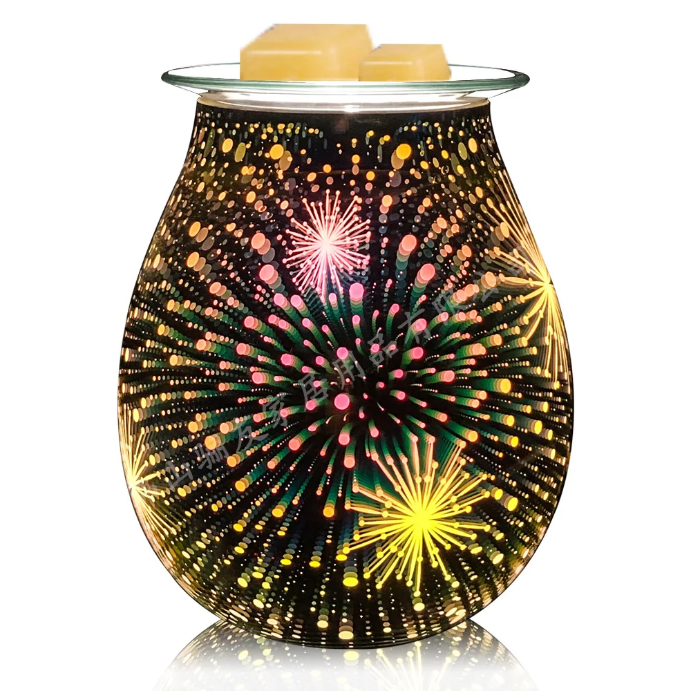 

Essential Oil Burner Electric Candle Warmer Glass 3D Night Light Wax heater Melt Warmer for Yoga Spa Office Bedroom Living Room