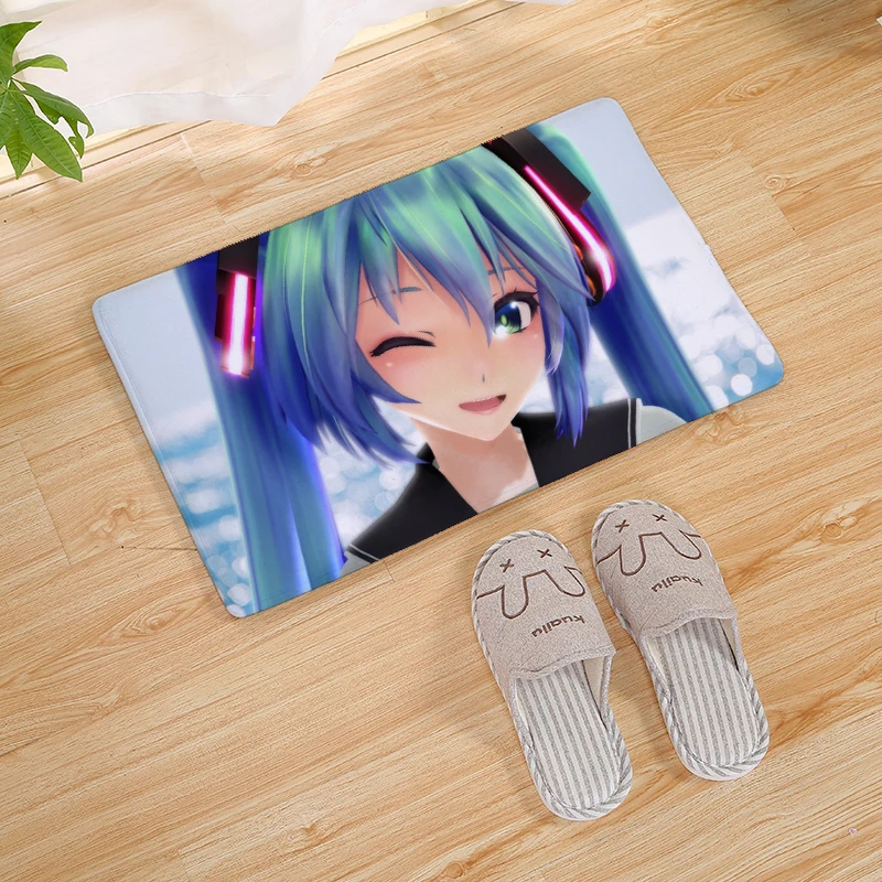 Hatsune Miku Коврик для двери с принтом, коврик для кухни, коврик для двери, коврик для ванной комнаты, нескользящий напольный коврик