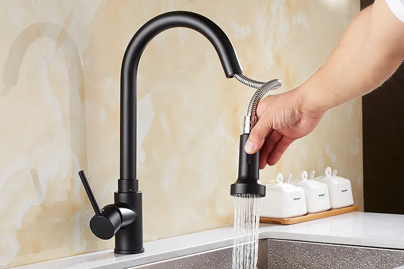 New ORB Kitchen Faucet Single handle Black Pull Down Kitchen Sink Faucet Oil Rubbed Bronze Mixer Tap grifos fregadero cocina