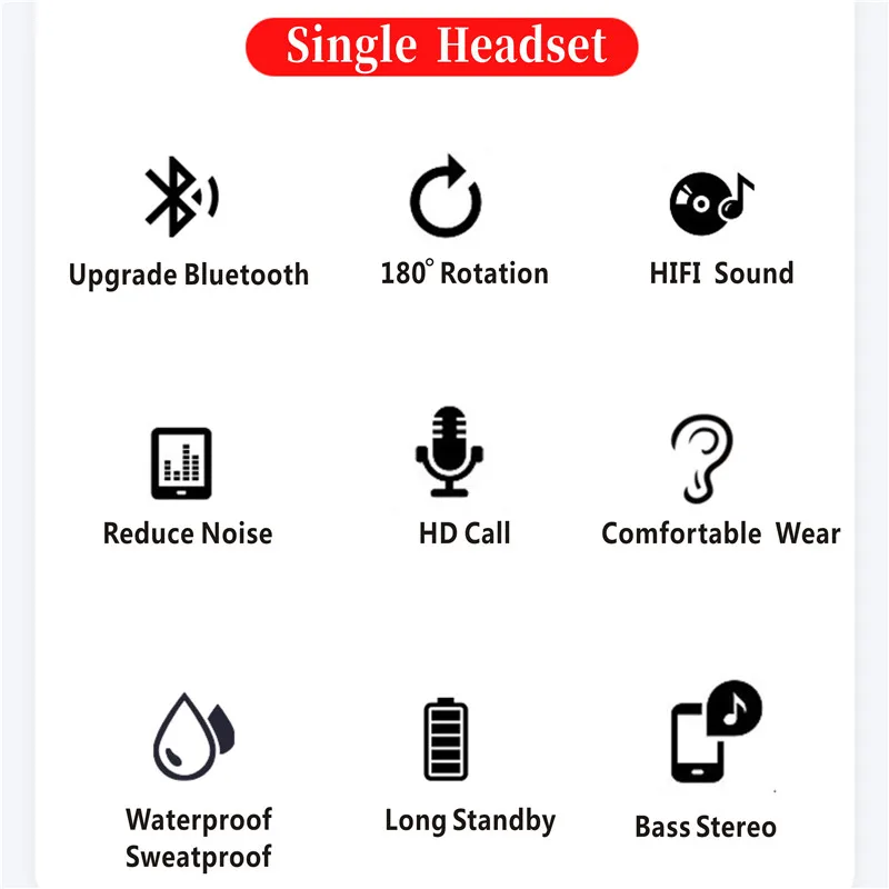Original Lenovo HX106 Bluetooth Earphone Pro Ear Hook Wireless Bluetooth 5.0 Earbud With Microphone 40 Hours For Driving Meeting