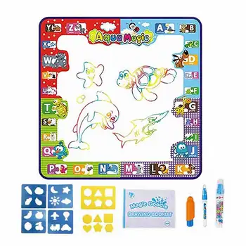 

Magic Water Drawing Mat 78*78CM Doodle Mat & Drawing Pens & Stamps Set Painting Board Educational Toys for Kids