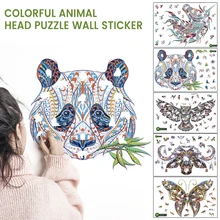 Autocollants muraux en forme d'animaux, Puzzle, Panda, papillon, jouet, décoration pour la maison, bricolage artisanal, cadeau de noël pour enfants