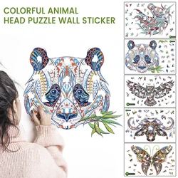 Adesivos de parede de quebra cabeça de panda e borboleta, brinquedos para decoração de casa, artesanatos, adesivos em forma de animal, presente de natal para crianças