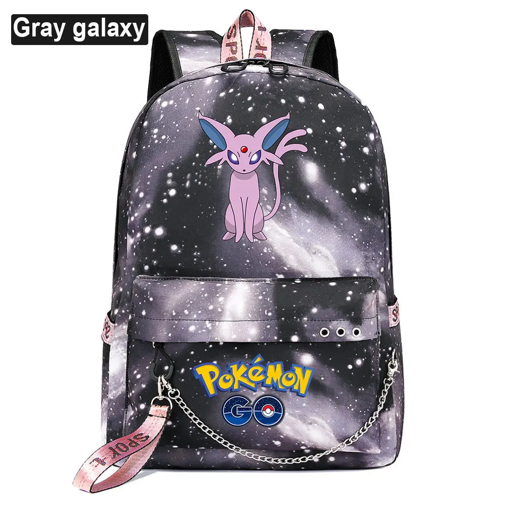 Espeon Mentali Psiana USB Рюкзак Школьные сумки черный розовый Mochila дорожные сумки рюкзак для ноутбука с цепочкой для наушников USB порт