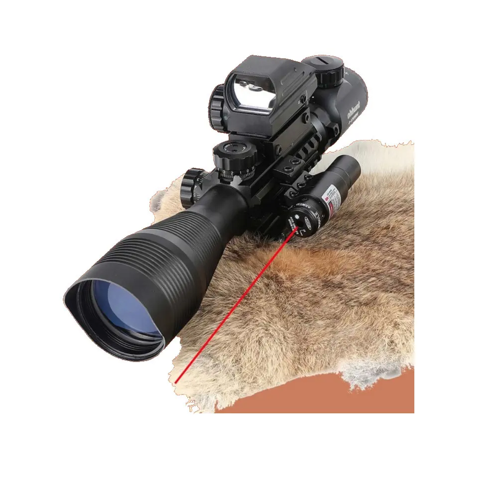 Ohhunt Охота Airsofts прицел 4-12X50 EG Тактический Воздушный пистолет Красный Зеленый точечный Лазер прицел голографический оптический прицел - Цвет: with red laser