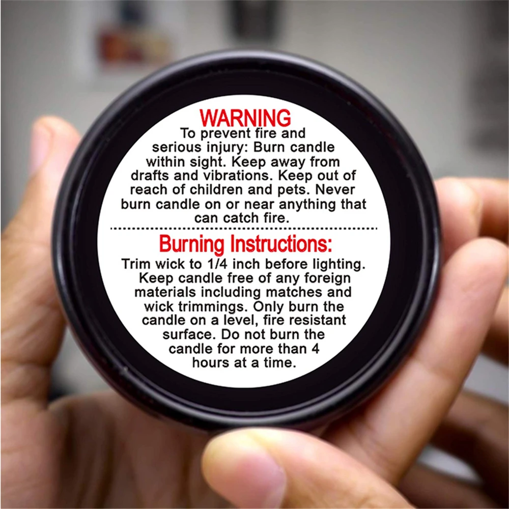 500pcs Candle Safety Warning Label Sticker Roll Candle Jar Container Safety  Sticker Waterproof Candle Label Vow Warning Sticker