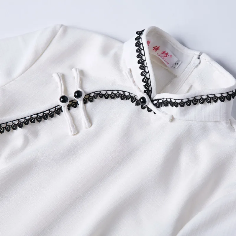 SHENG COCO, Ретро стиль, короткий рукав, блузка для женщин, хлопок, лен, Qipao, художественная, Cheongsam, блузка, традиционная китайская одежда, топы Ципао