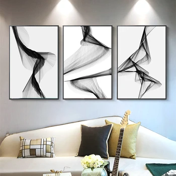 

DDHH Nordic Black White Art Wall Canvas Painting Posters Prints Abstract Iine Picture For Living Room Morden Home Decor