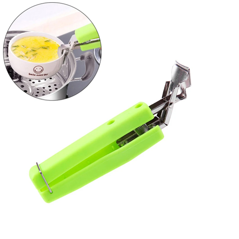 Green Hot Bowl Holder Dish Clamp Pot Pan Gripper Clip Hot Dish Plate Bowl Clip Retriever Tongs Silicone Handle Kitchen Tool - Цвет: Green