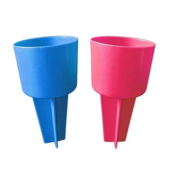 

Beach Travel Cup Holder Travel Drink Coaster Outdoor Beach Cup Holder Portable Tray Store Small Items Blue + Pink