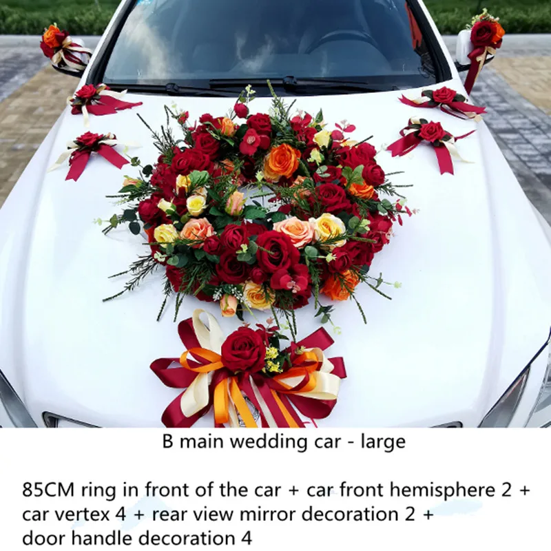 Свадебный автомобиль украшение передний цветок набор имитация розы эвкалипта лаванды узел свадебные команды макет не-цветы