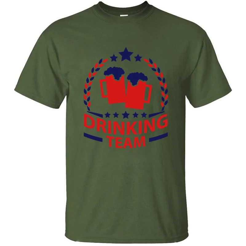 Модная футболка с надписью beer drinking Team t2 для мужчин и женщин; Стандартная Мужская футболка; веселый топ с коротким рукавом в стиле хип-хоп