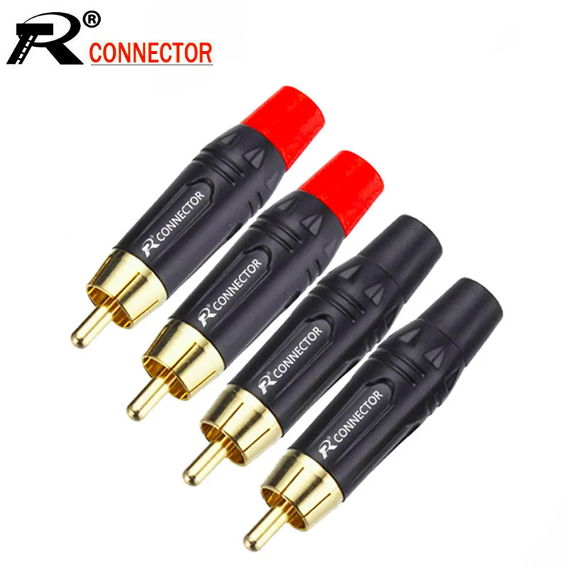 10 шт./лот RCA штекер позолоченный RCA разъем аудио динамик паяльник с вилкой Jack 5 пар красный + черный оптовая продажа