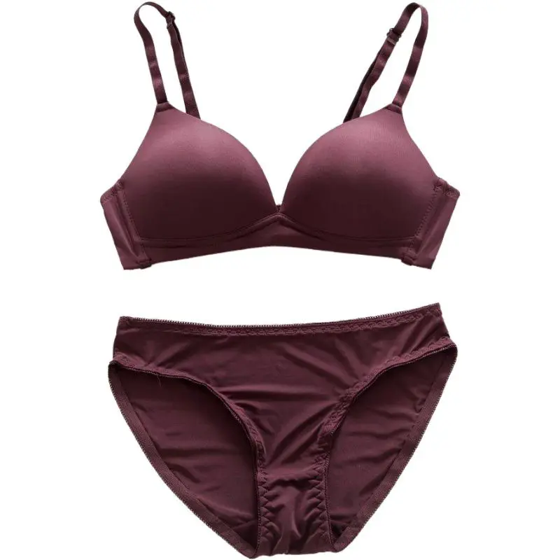 Ladies Sexy Lingerie Set Comfortable Smooth No Trace Deep V Steel Ring Bra + Panties Two-piece 6 Colors | Женская одежда
