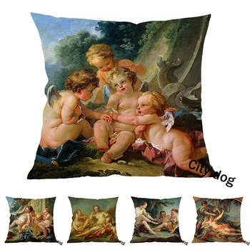 

Famous French painter Francois Boucher paintings European court painting sofa 45*45cm square pillow Cushion cover