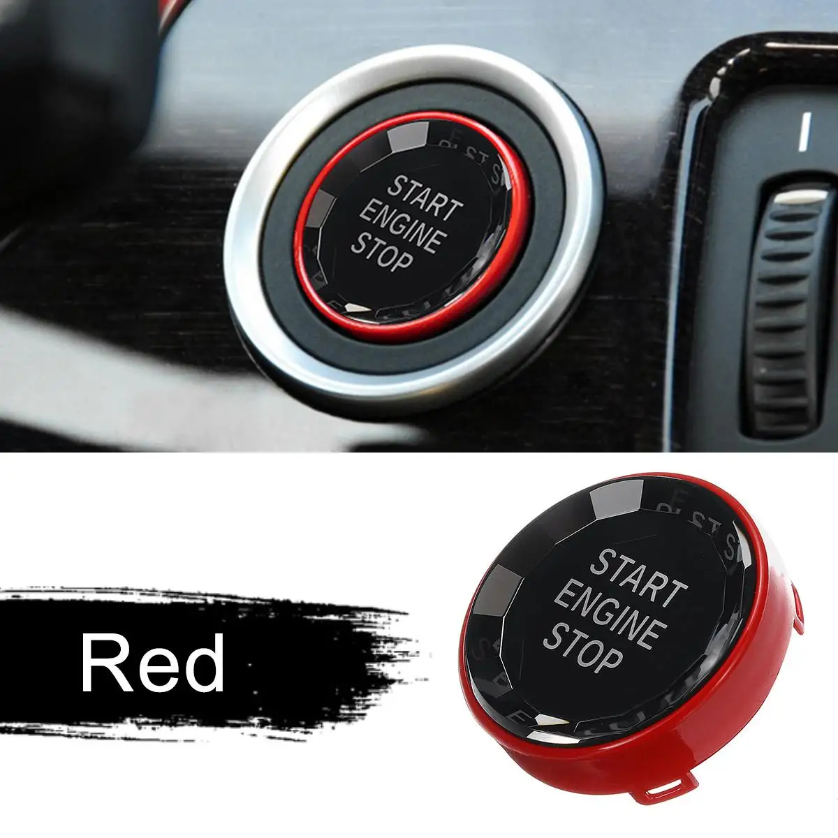 Start Stop переключатель двигателя крышка кристалл кнопки Замена для BMW E шасси E90 E91 E92 E93 E60 E84 E83 E70 E70 E71 E72 - Название цвета: Красный