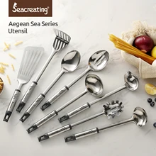 Seacreating Aegean Sea Series Stainless Steel Utensil Cookware Ladel Frying Turner Spoon Skimmer Potato Masher Spaghetti Sever