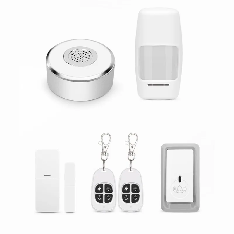 Smart Home Alarm 5 Pieces Set Including Door Magnet Infrared Sensor Remote Control Doorbell For Gateway