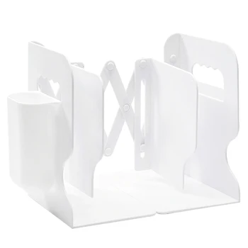 

Retractable Library Stationery Multi Compartments Anti Skid Bookshelf Home Office Adjustable Bookend With Pen Holder Support
