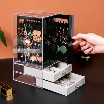 

Acrylic Transparent Storage Box Necklace Earring Jewelry Box Ring Ear Stud Dustproof Multi-layer Drawer Storage Jewelry Rack