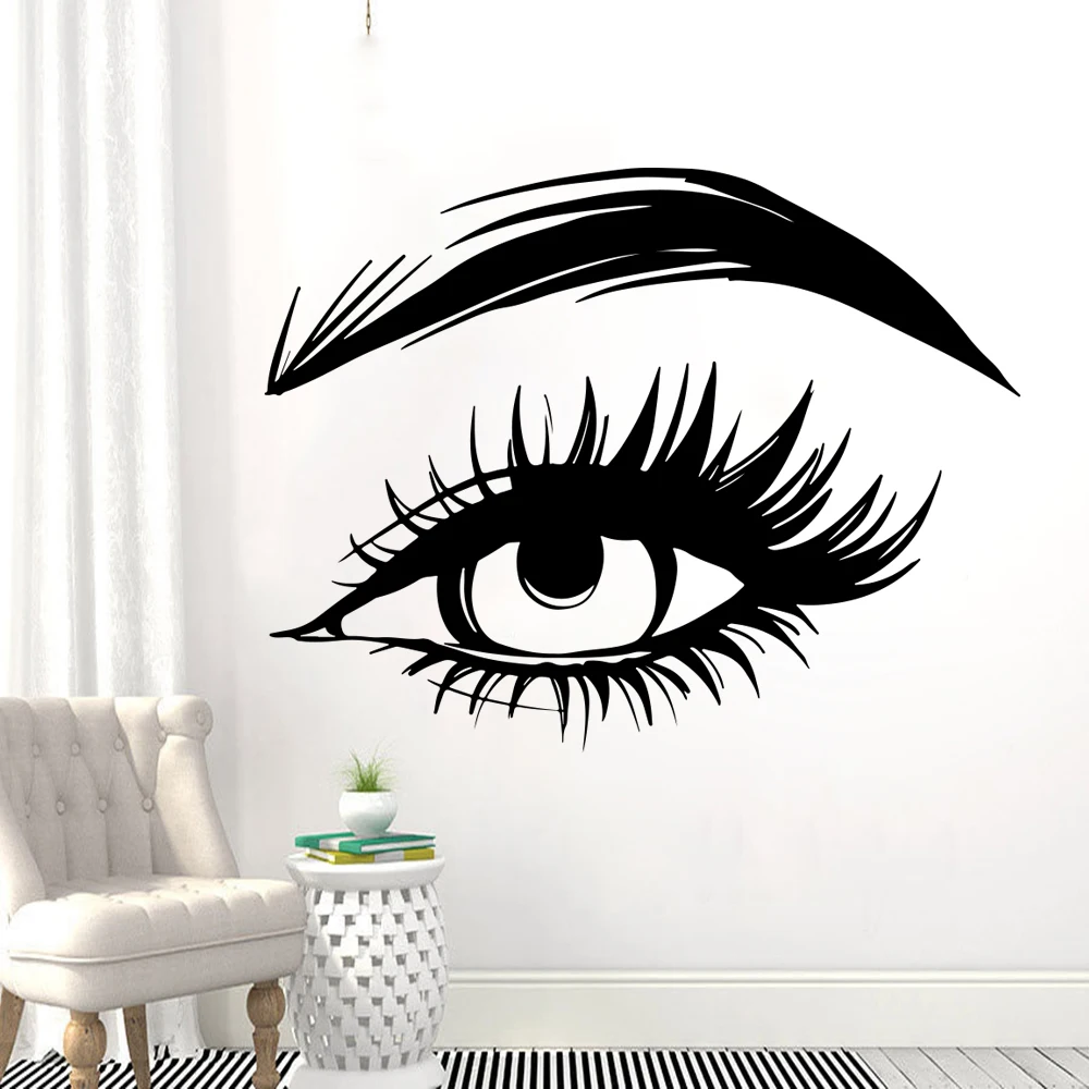 

Eyelash Eye Wall Decals Beauty Salon Woman Face Eyelashes Lashes Eyebrows Brows Stickers Vinyl Livingroom Decor Murals DW21662