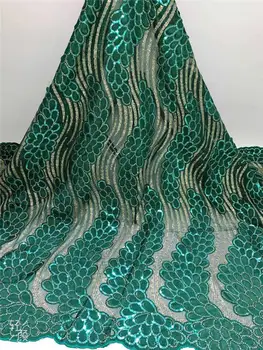 

African Lace Fabric 2020 High Quality Lace French Net Tulle Lace Fabrics with Sequins embroidery For Lace Evening Dresses FJA7
