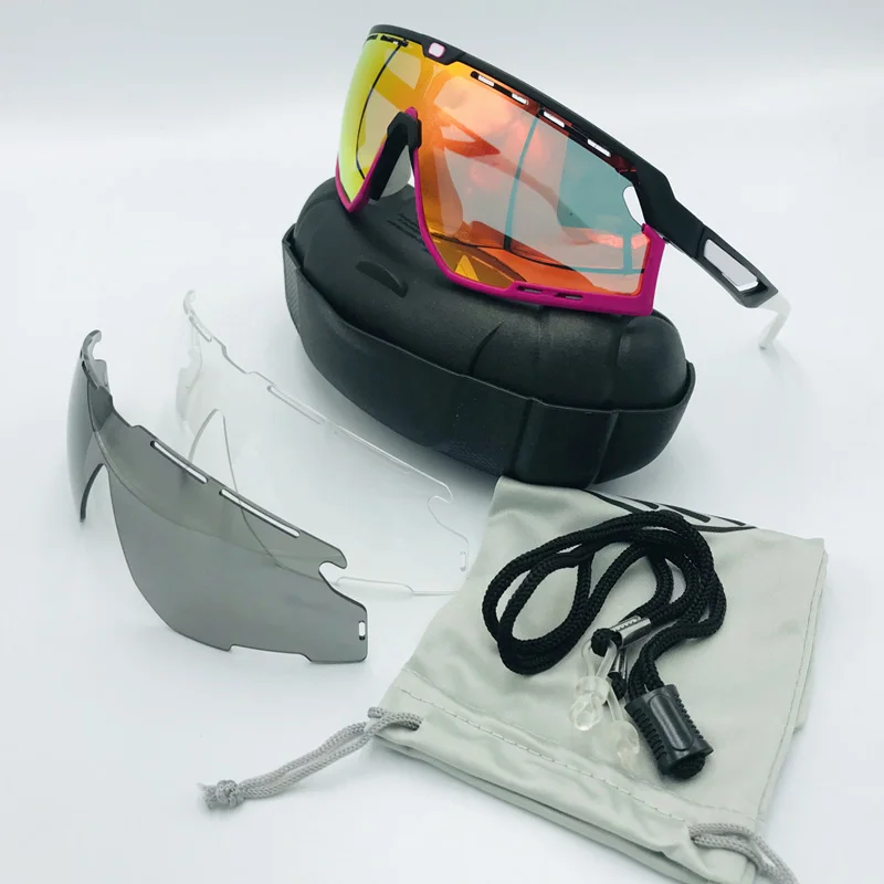 3 Lens Not Polarized Солнцезащитные очки с 3 линзами UV400 для занятий спортом, бега, верховой езды, MTB, гонок, горная дорога, велосипед, очки, велосипедные очки для мужчин и женщин, велосипедные очки - Цвет: 3 Lens Not Polarized