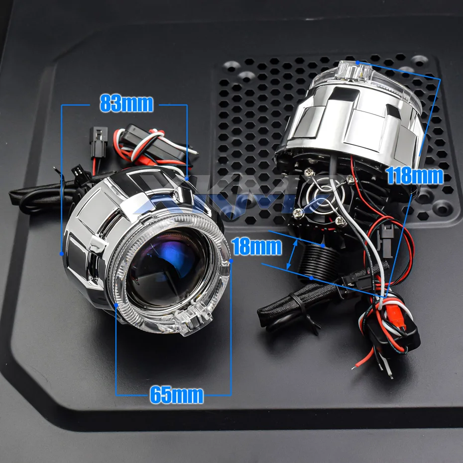 Bi-led Lens Angel Eyes 1.8/2.0'' LED H7 H4 H1 9005 9006 Projector Headlight Blue Glass Tuning Car Lights Accessories Motorcycle