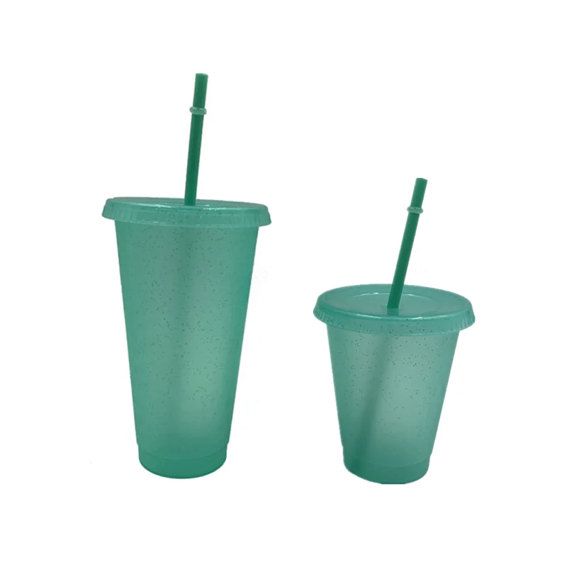 400/700Ml Reusable Flash Powder Tumbler with Lid Matte Finish Straw Cup Diy Plastic Cold Water Bottle Coffee Mug Outdoor Party