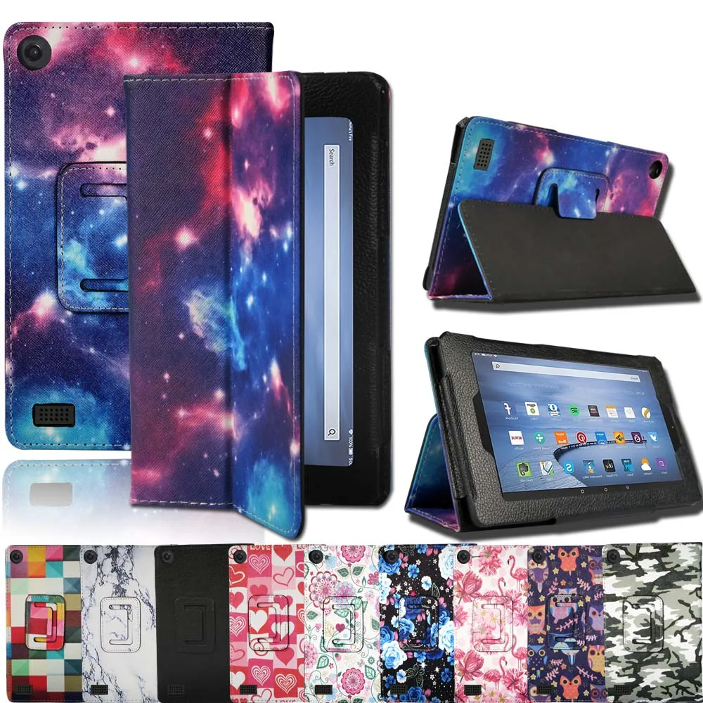 

Drop Resistance Leather Stand Cover Case for Amazon Kindle Fire 7 (5th/7th/9th) /Fire HD 8 (2016/2017/2018) Tablet Case