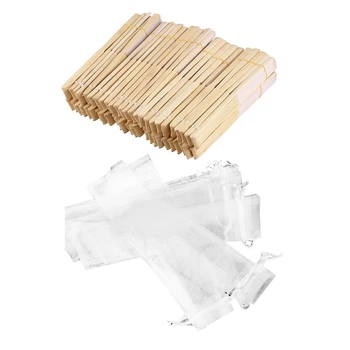 

50Pcs White Drawstring Organza Folding Hand Fan Pouch Party Wedding Favor Gift Bags & 50Pcs Fans in White Fabric and Bamboo - Pe