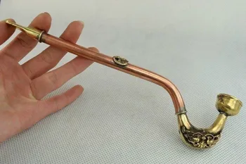 

Colección antigua asiática decorada a mano de cobre Pato Mandarín herramienta de fumar cigarrillo soporte de metal artesanía