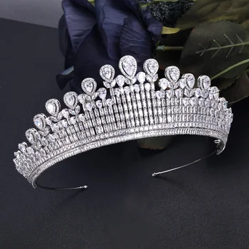 

jankelly Fashion Ladies Wedding Headpieces With cube zircon Wholesale Bridal Hair Accessories Headdress Bridal Hair Tiaras