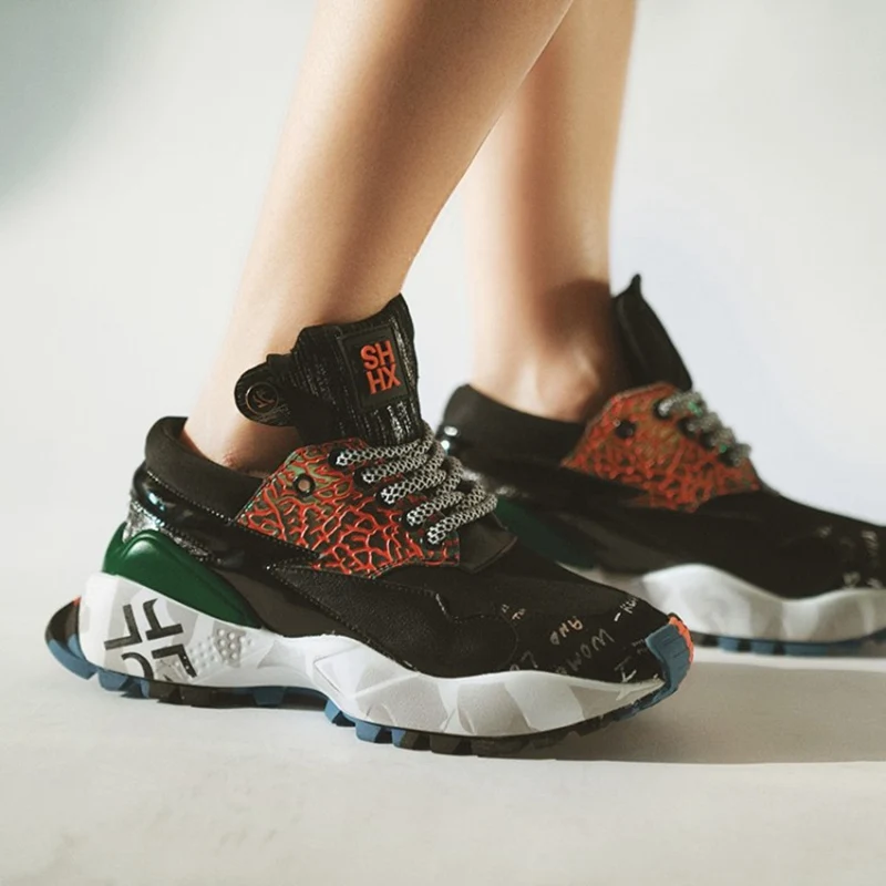 ORCHA LISA/женские Сникеры на платформе; Модные леопардовые туфли из натуральной кожи; вулканизированные кроссовки на толстой подошве; Уличная обувь для папы