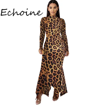 

Fashion Long Dress Multicolor Leopard Print Camouflage Long Sleeve O-neck Party Clubwear Bodycon Dress Vestidos