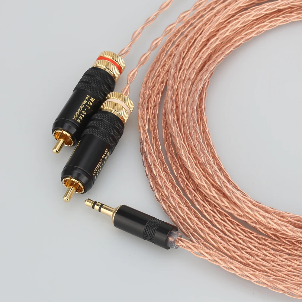 Высокое качество 2 rca к 3 5 мм hifi 1 Аудио Видео кабель с OFC Чистый медный аудио
