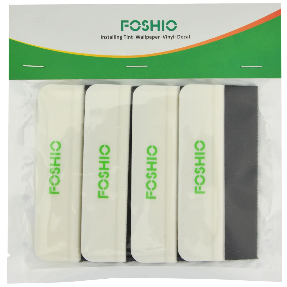 FOSHIO 4pcs Carbon Fiber wrapping Felt Squeegee Soft Scraper Vinyl Car Wrap Tool Window Tint Tool Auto Glass Cleaning Tools