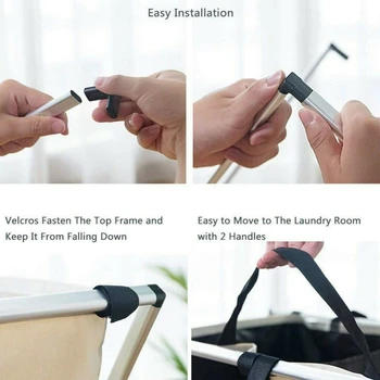 

Laundry Hamper Foldable Laundry Basket with 3 Section Large Dirty Clothes Sorter