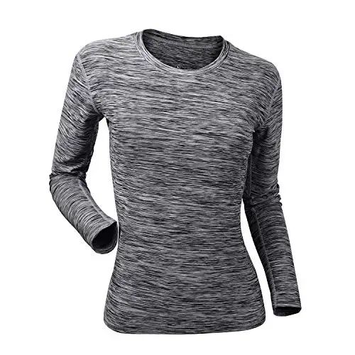 Женская футболка с длинным рукавом для йоги, спортивная одежда, топы для спортзала, футболки для бега, дышащая одежда для фитнеса - Цвет: Серый