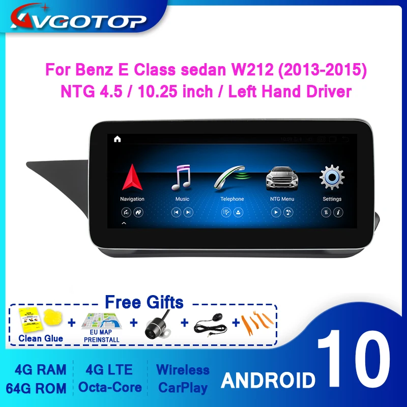 AVGOTOP большой экран Android 10 GPS автомобильный радиоплеер для MERCEDES BENZ E class W212 седан 2013