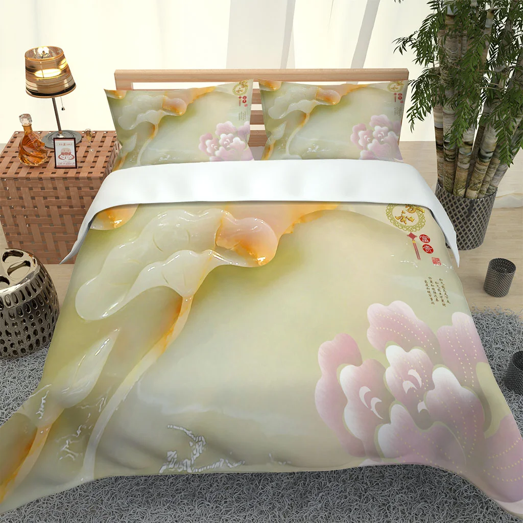 3D Jade Flower Duvet Cover Pillowcase Twin Queen Double King Bedding Sets Soft Comfortable | Дом и сад