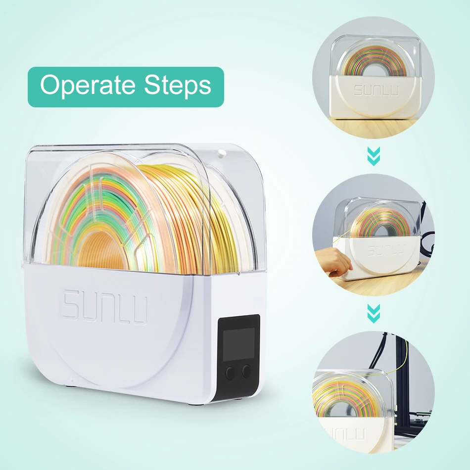 Filamento Caixa Seca s1 Mais Temperatura Mais Uniforme Ventilador Embutido Imprensa Longa Direito de Verificar a Umidade Função de Temporização Sunlu3d - Imagem 3