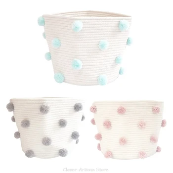 

Cotton Rope Storage Baskets 12" x 12" Baby Cute Pompoms Orangizer Bins for Toys, Cloths, Home Photography Au 28 20 Dropship