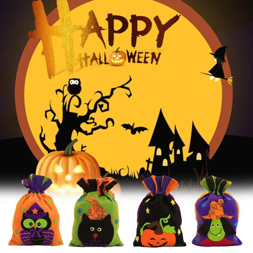 

Halloween Decoration Candy Bag Halloween Party Props Children Handbag Drawstring Bag Pumpkin White Ghost Witch Big Mouth Cat Owl
